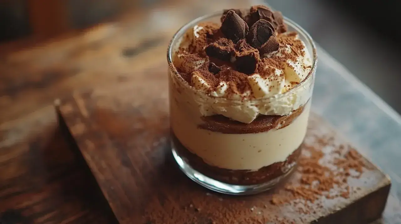 Pyszne tiramisu w pucharku, warstwy biszkoptów, kremu i kakao. Idealny przepis na deser.