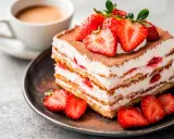 Pyszne tiramisu z truskawkami, idealne, gdy zastanawiasz się, jaki alkohol do tiramisu zamiast amaretto.
