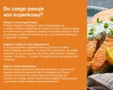 Apetyczny kawałek ryby polany kremowym sosem koperkowym, ozdobiony zieloną cebulką i cytryną.