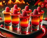 Ogniste shoty z malinami i chili. Ten drink z sokiem malinowym kusi ogniem i słodyczą.