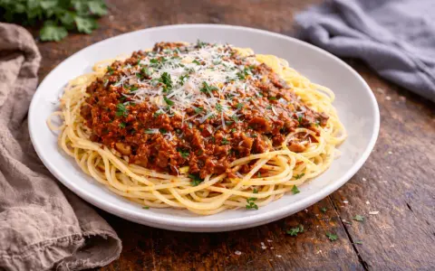Pyszne spaghetti bolognese, idealne na szybki obiad. Ten prosty spaghetti przepis z pewnością zachwyci każdego.