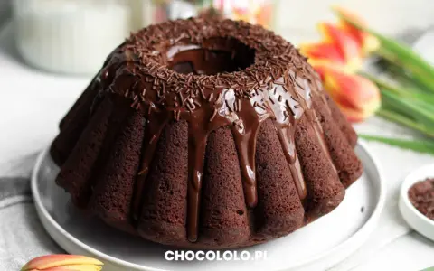 Pyszna babka z mascarpone, oblana czekoladą i posypana czekoladową posypką. Idealna na każdą okazję.