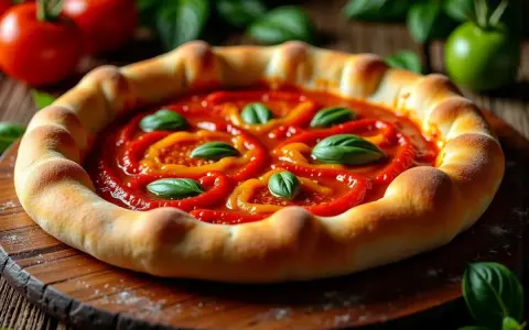 Pyszna pizza z papryką i bazylią, idealne dodatki do pizzy.
