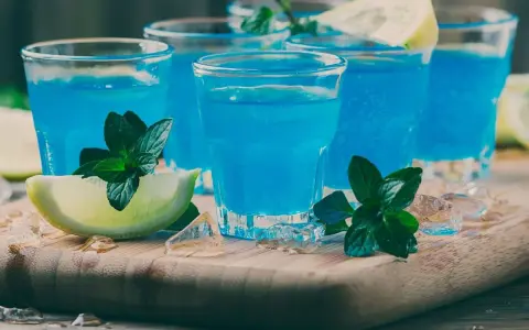 Błękitne shoty z cytryną i miętą. Idealne na letnie przyjęcie, gdy szukasz przepisu na blue curacao.