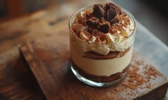 Pyszne tiramisu w pucharku, warstwy biszkoptów, kremu i kakao. Idealny przepis na deser.